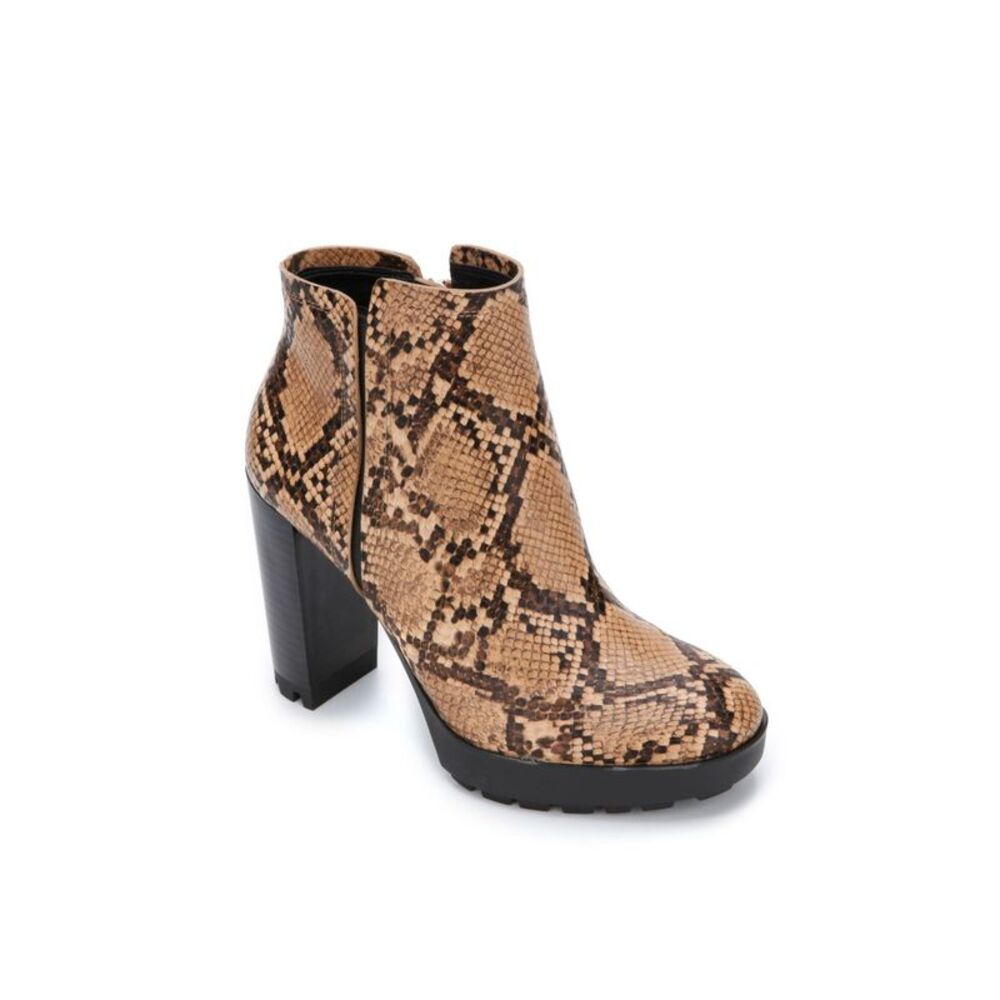 KENNETH COLE Womens Brown Snake Print 1" Platform Goring Justin Booties 8.5 M